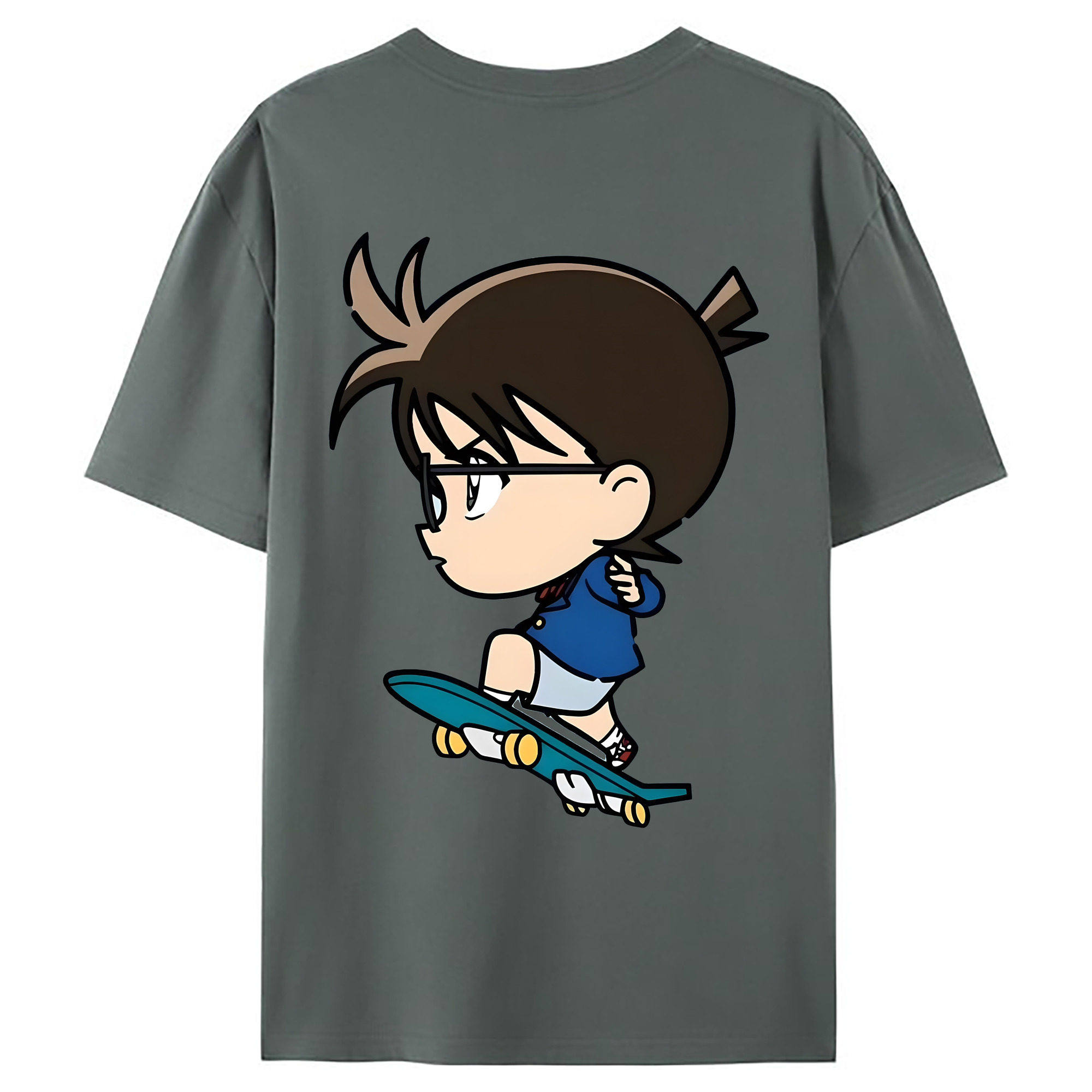 （画像用） 名探偵コナン 江戸川 コナン Detective Conan Conan Edogawa 綿100％ メンズ半袖Tシャツ（バックプリント） 通気性